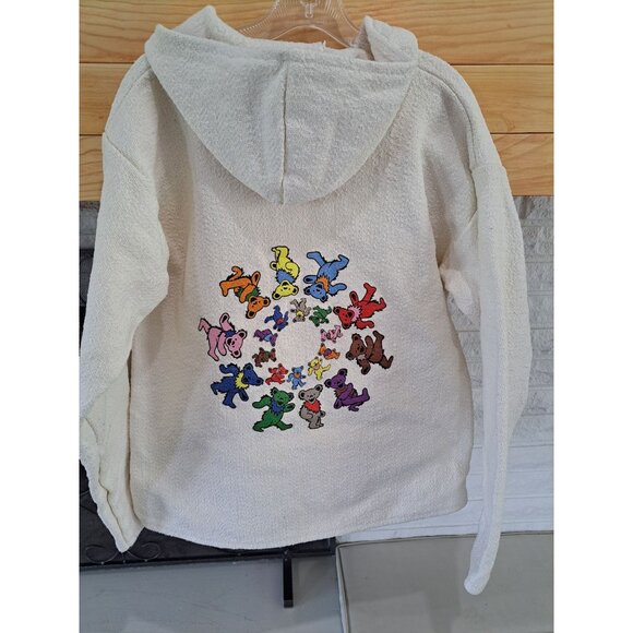 Grateful Dead Dancing Bears Swirl Baja Hoodie M Cotton Multicolor Unisex Retro - Picture 2 of 13